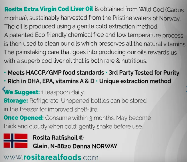 Rosita Extra Virgin Cod Liver Oil Liquid