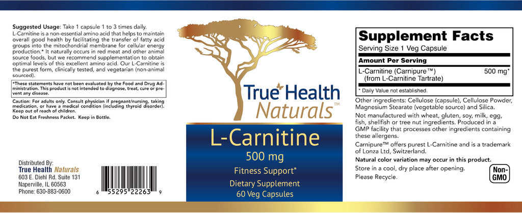 L-Carnitine 500mg by True Healing Naturals