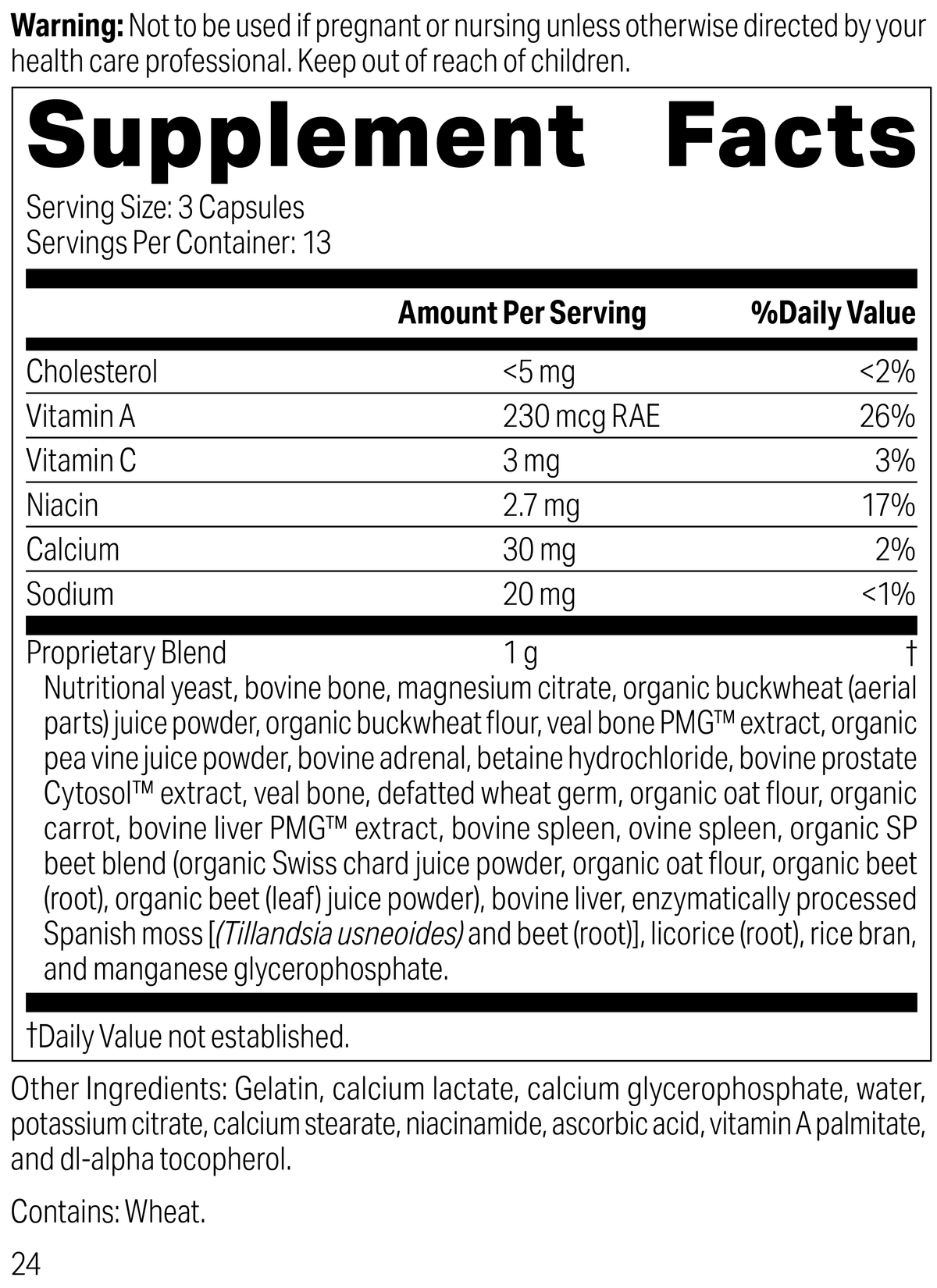 Rumaplex®, 40 Capsules, Rev 24 Supplement Facts