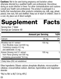 Rhodiola & Ginseng Complex, Rev 09 Supplement Facts