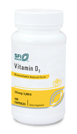 Vitamin D3 (5,000 IU) Capsules by SFI Health (formerly Klaire Labs)