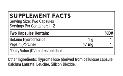 Betaine HCL & Pepsin (225 caps) by Thorne Research