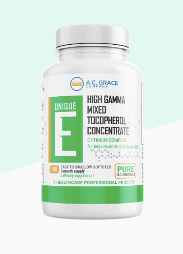 UNIQUE E High Gamma Mixed Tocopherol 180 Softgels by AC Grace