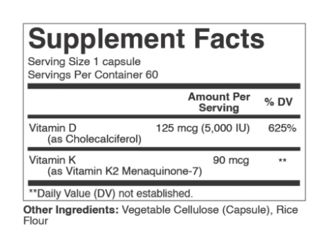 Vitamin D3 5000 + K2 by BioOne Sciences
