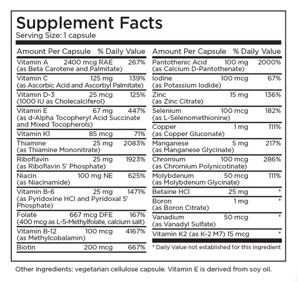 The Big One without Iron 90 Capsules by Metabolic Maintenance