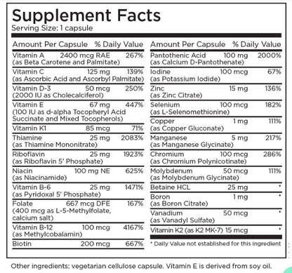 The Big One Plus without Iron 90 Capsules by Metabolic Maintenance