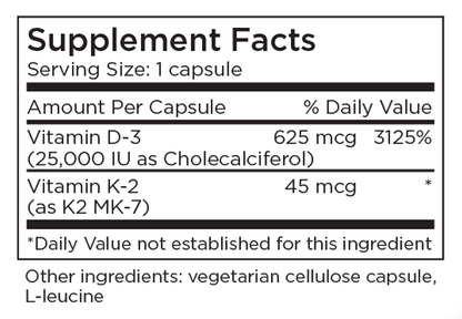 Vitamin D-3 25,000 IU 60 Capsules by Metabolic Maintenance