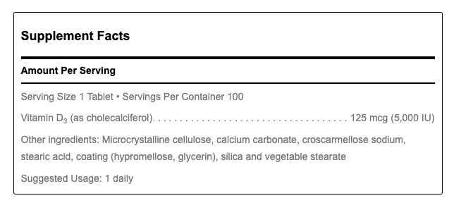 Vitamin D 125 mcg (5,000 IU) by Douglas Labs