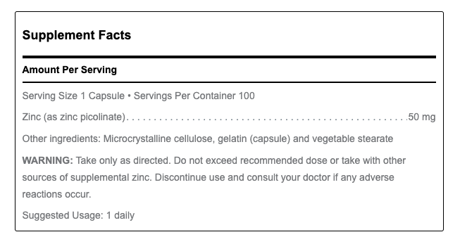Zinc Picolinate 50 mg by Douglas Labs