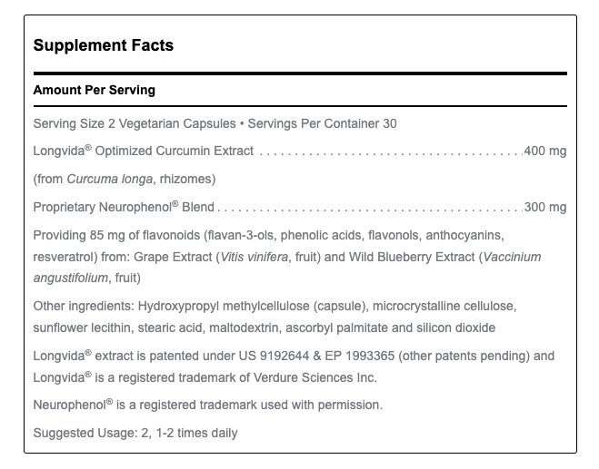 Optimized Curcumin with Neurophenol by Douglas Labs