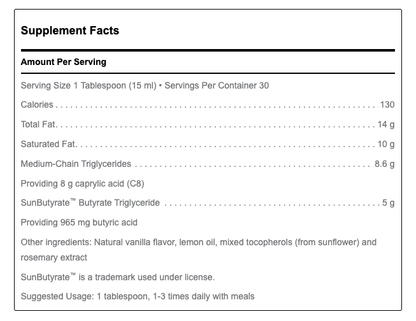 MCT/ Butyrate Liquid with Sunbutyrate by Douglas Labs