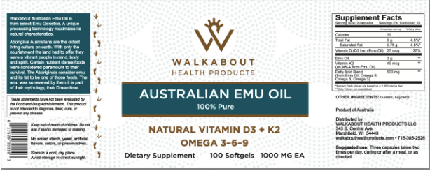 Walkabout Emu Oil Capsules 100ct