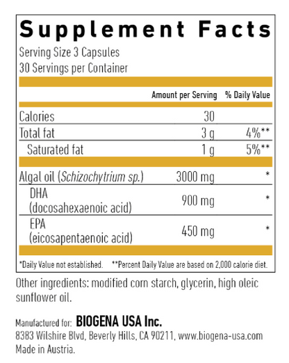 Omega 3 vegan DHA & EPA 450 GOLD by Biogena