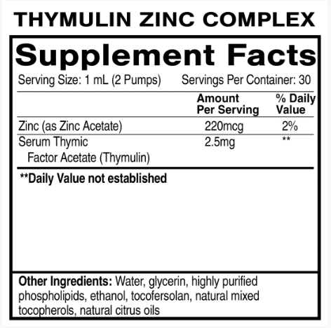 Thymulin Zinc Complex by Quicksilver Scientific