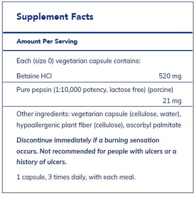 Betaine HCl Pepsin 250ct  by Pure Encapsulations