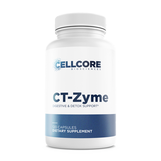 CellCore CT-Zyme digestive enzyme supplement bottle