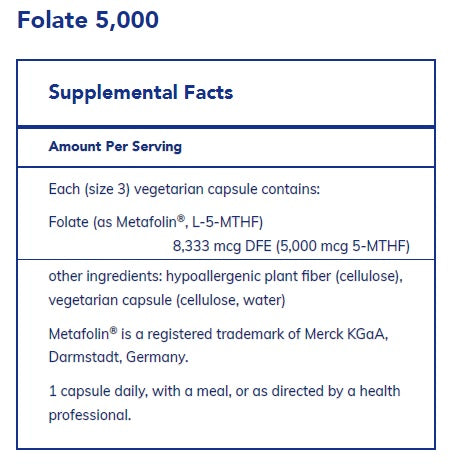 Folate 5000 60's By Pure Encapsulations