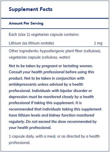 Lithium (orotate) 1 mg  by Pure Encapsulations