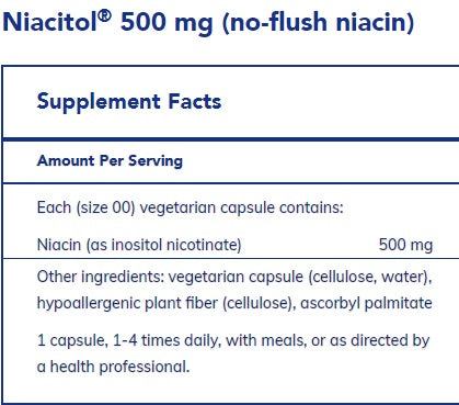 Niacitol (no-flush niacin) 500 mg By Pure Encapsulations