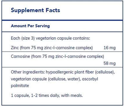Peptic-Care ZC (Zinc-L-Carnosine) 60's  by Pure Encapsulations