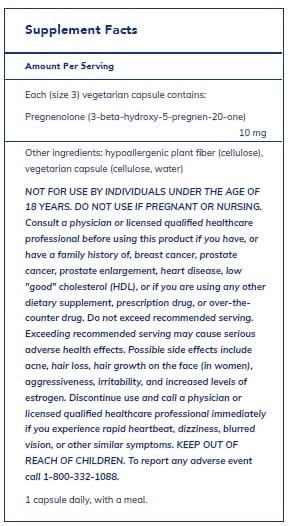 Pregnenolone 10 mg 180ct by Pure Encapsulations