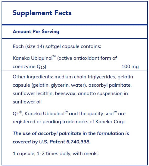 Ubiquinol-QH 100 mg 60's by Pure Encapsulations