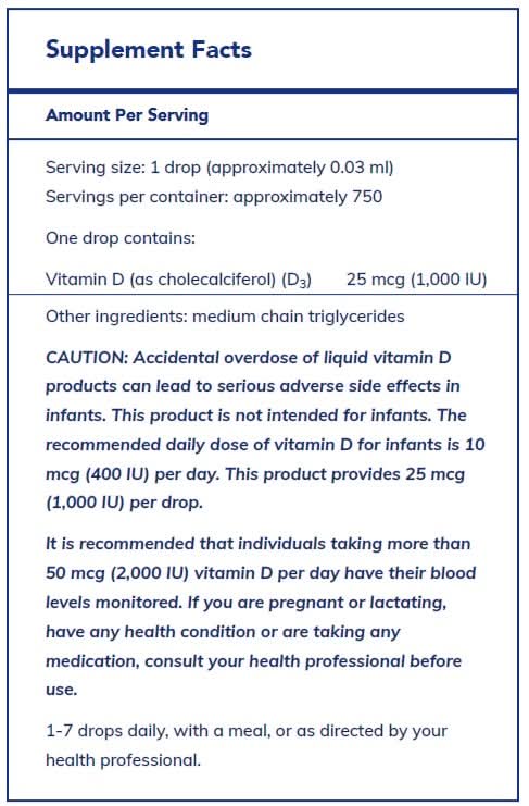 Vitamin D3 liquid 22.5 ml by Pure Encapsulations