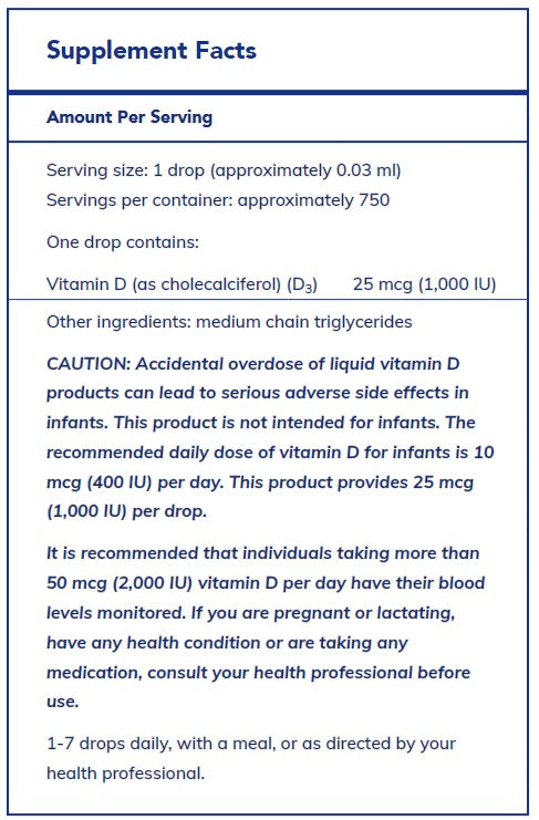 Vitamin D3 liquid 22.5 ml by Pure Encapsulations