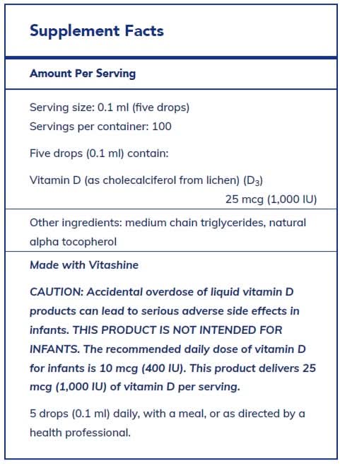 Vitamin D3 (Vegan) liquid 10 ml by Pure Encapsulations