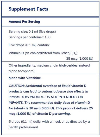 Vitamin D3 (Vegan) liquid 10 ml by Pure Encapsulations