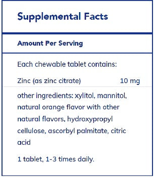 Zinc chewables by Pure Encapsulations