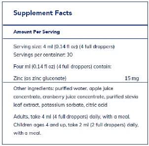 Zinc liquid 15 mg 120 ml by Pure Encapsulations